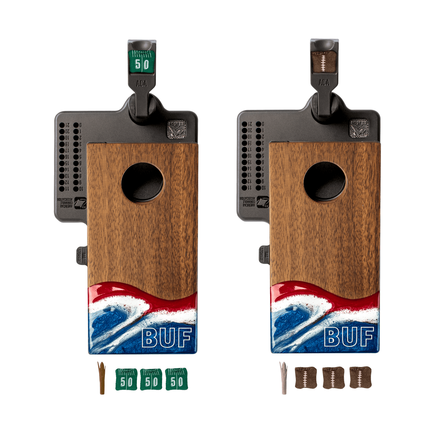 Mini Tabletop Resin &amp; Wood Cornhole Set | Gameday Collection