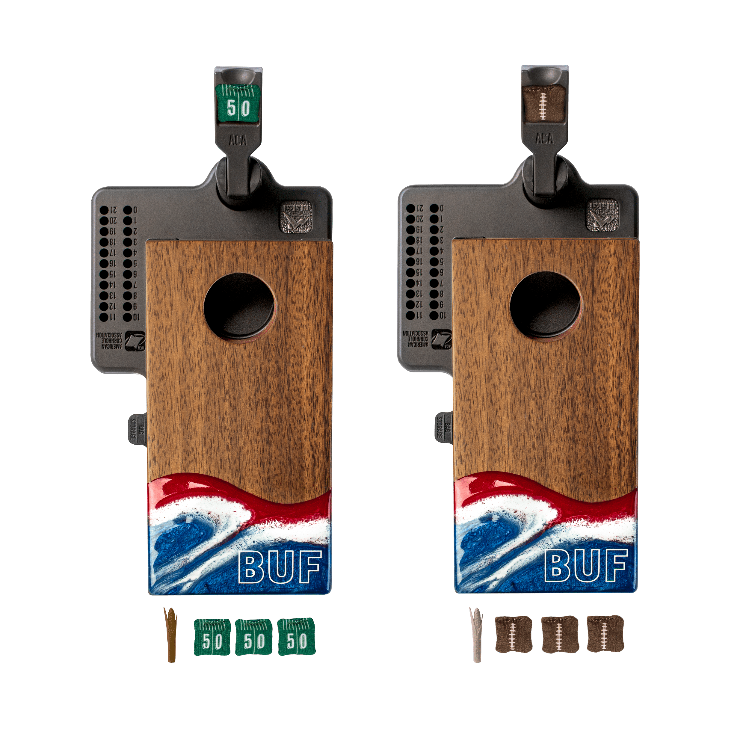 Mini Tabletop Resin &amp; Wood Cornhole Set | Gameday Collection