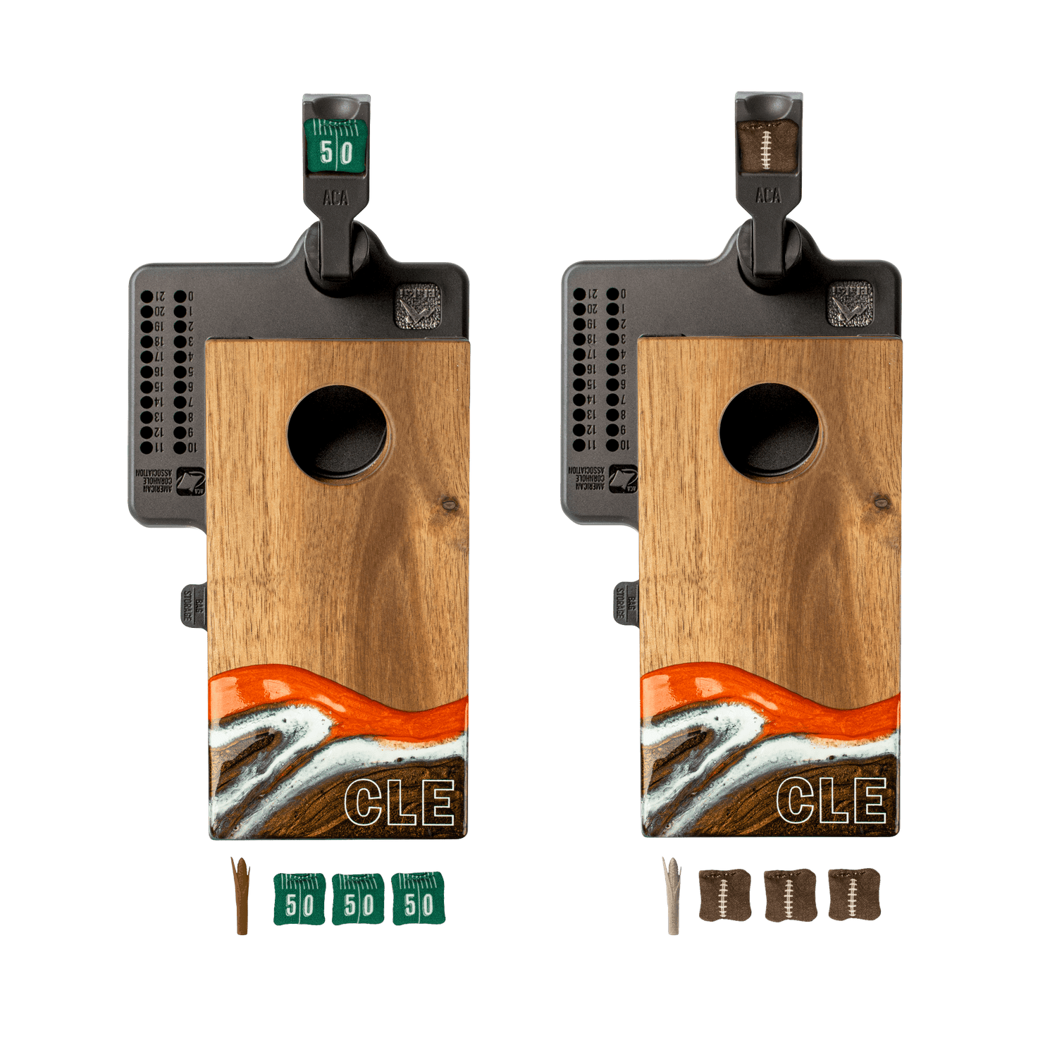 Mini Tabletop Resin &amp; Wood Cornhole Set | Gameday Collection