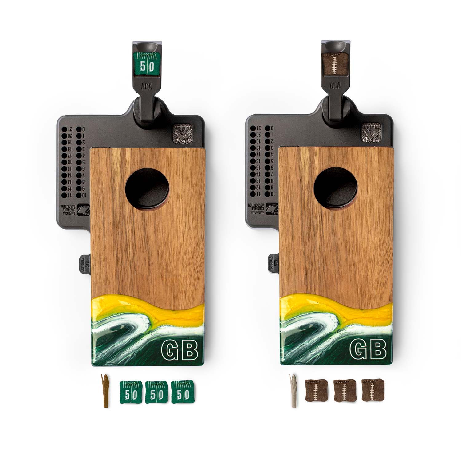 Mini Tabletop Resin &amp; Wood Cornhole Set | Gameday Collection