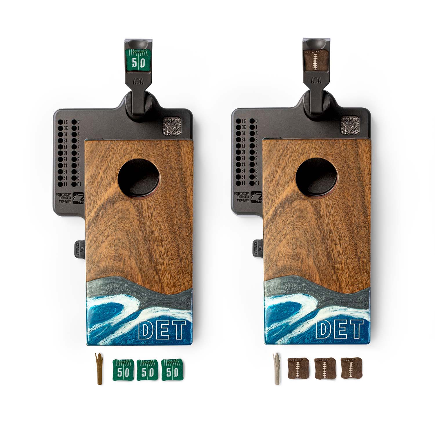 Mini Tabletop Resin &amp; Wood Cornhole Set | Gameday Collection
