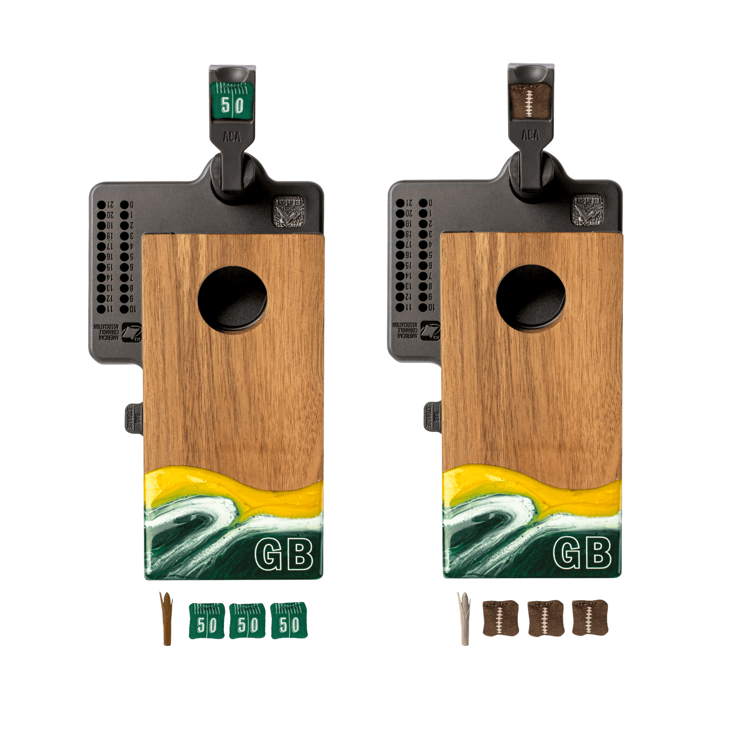 Mini Tabletop Resin &amp; Wood Cornhole Set | Gameday Collection