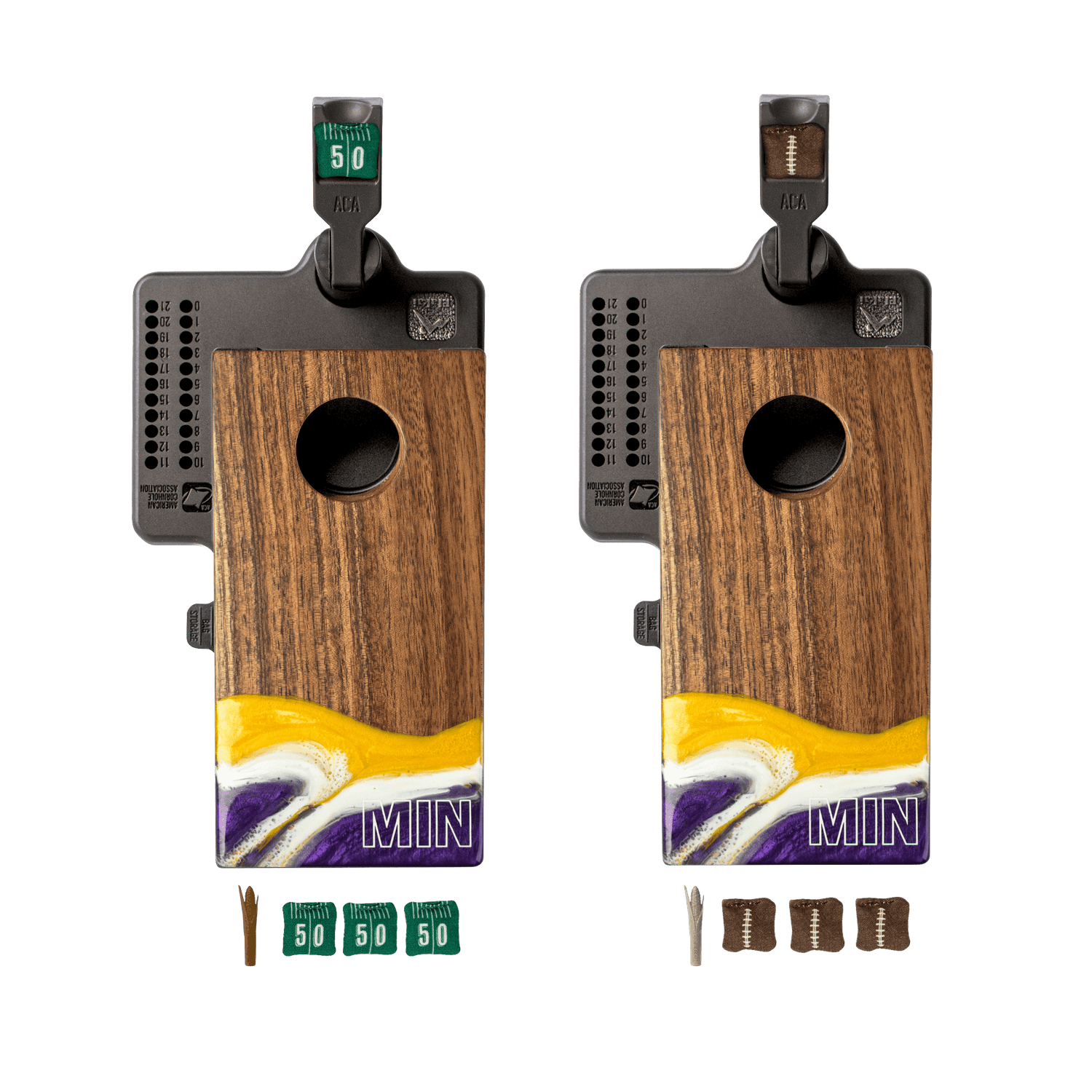 Mini Tabletop Resin &amp; Wood Cornhole Set | Gameday Collection