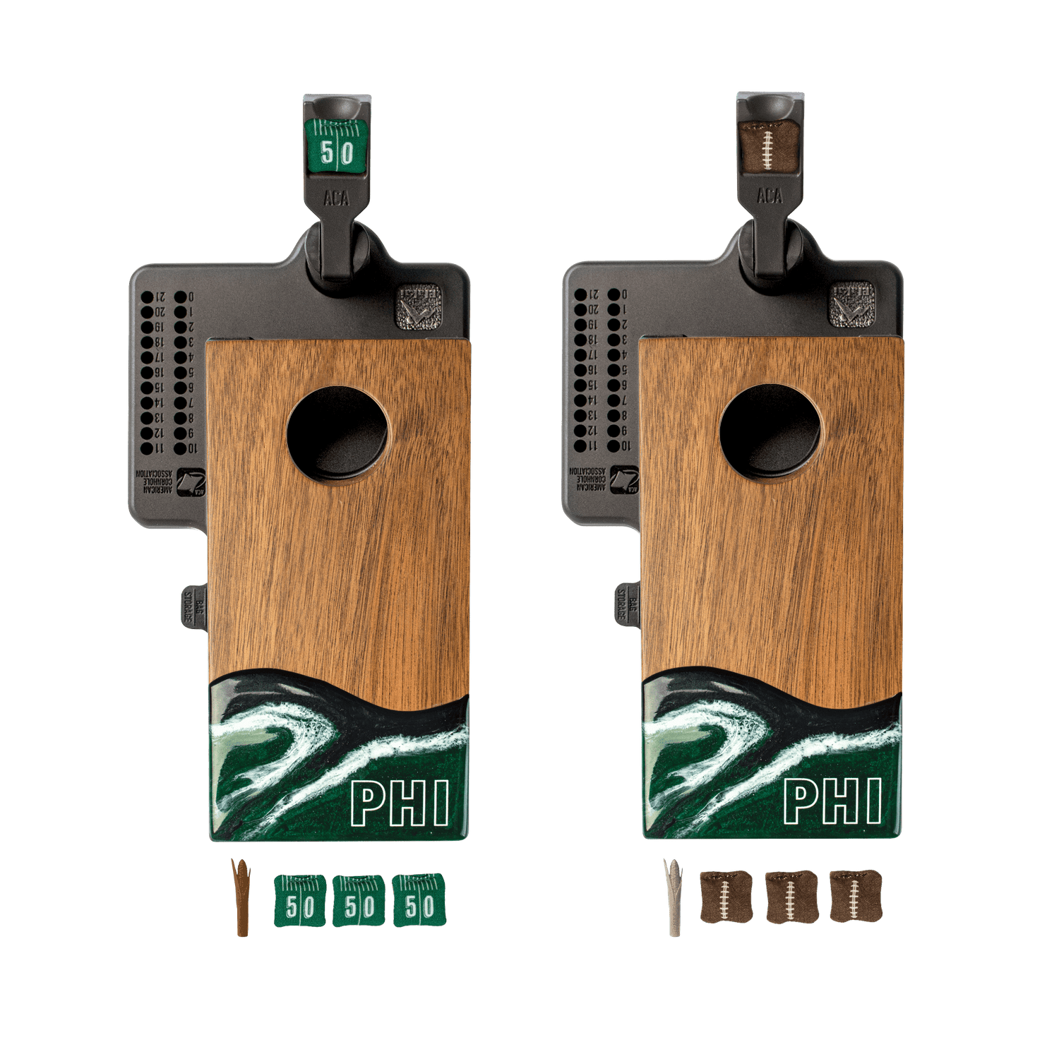 Mini Tabletop Resin &amp; Wood Cornhole Set | Gameday Collection