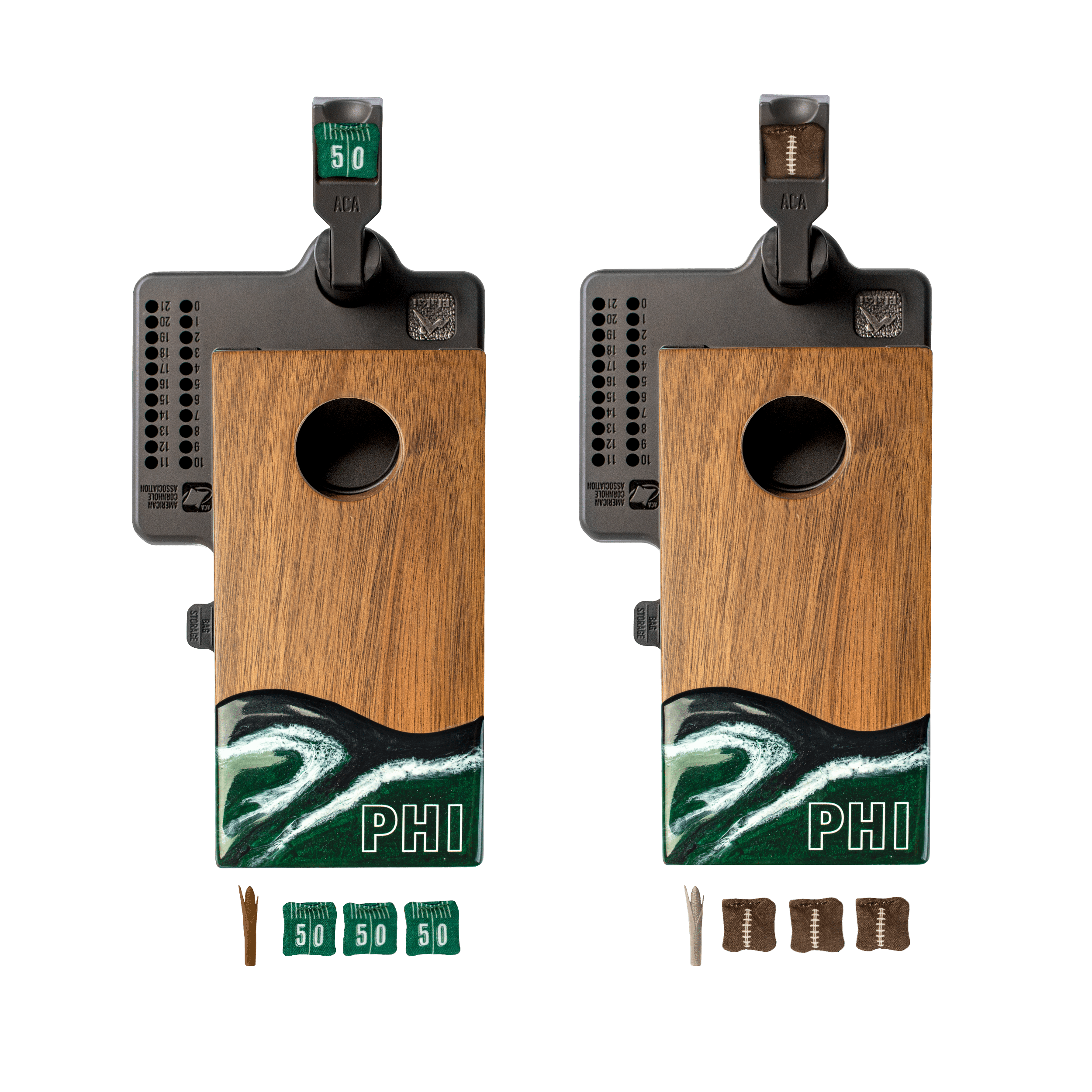 Mini Tabletop Resin &amp; Wood Cornhole Set | Gameday Collection