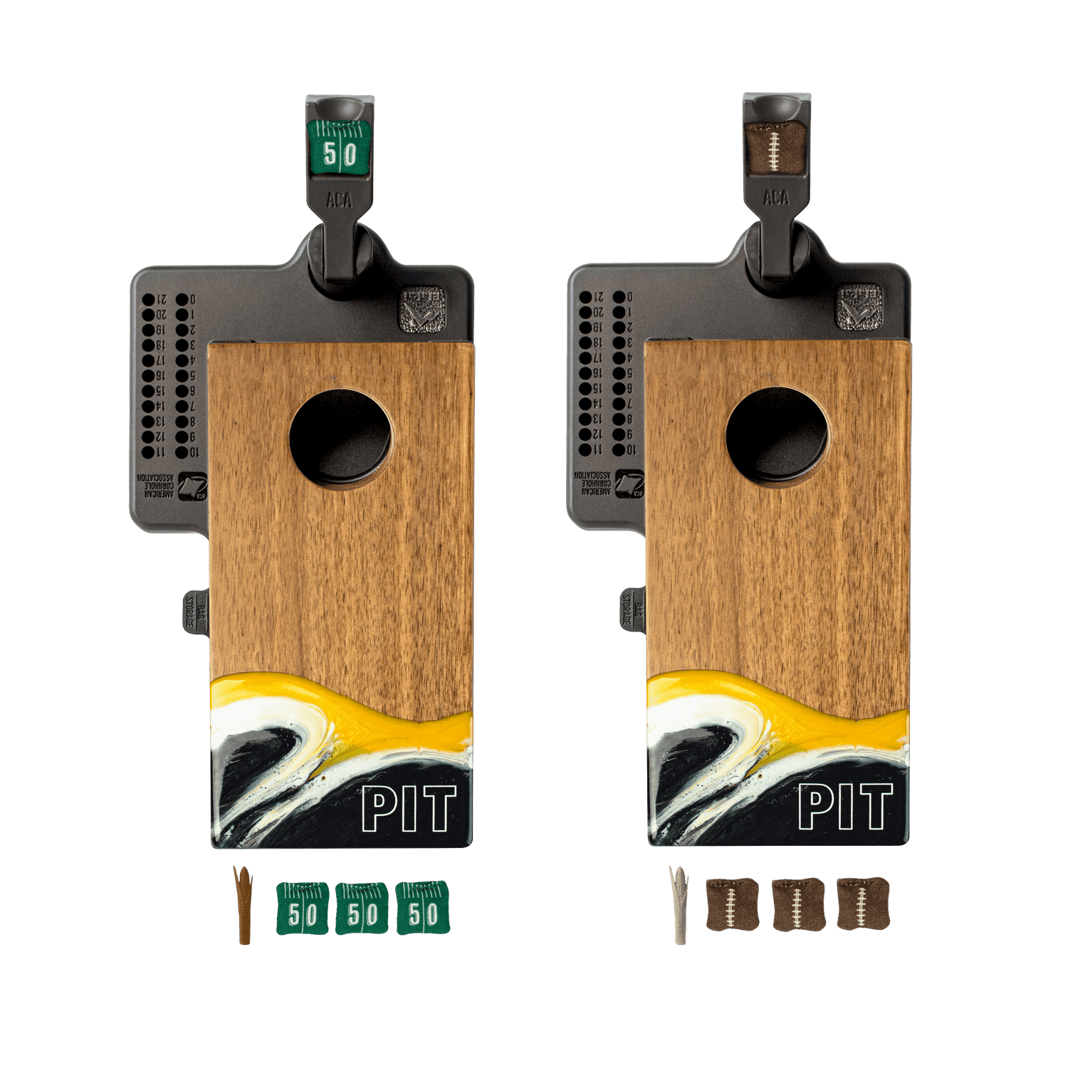 Mini Tabletop Resin &amp; Wood Cornhole Set | Gameday Collection