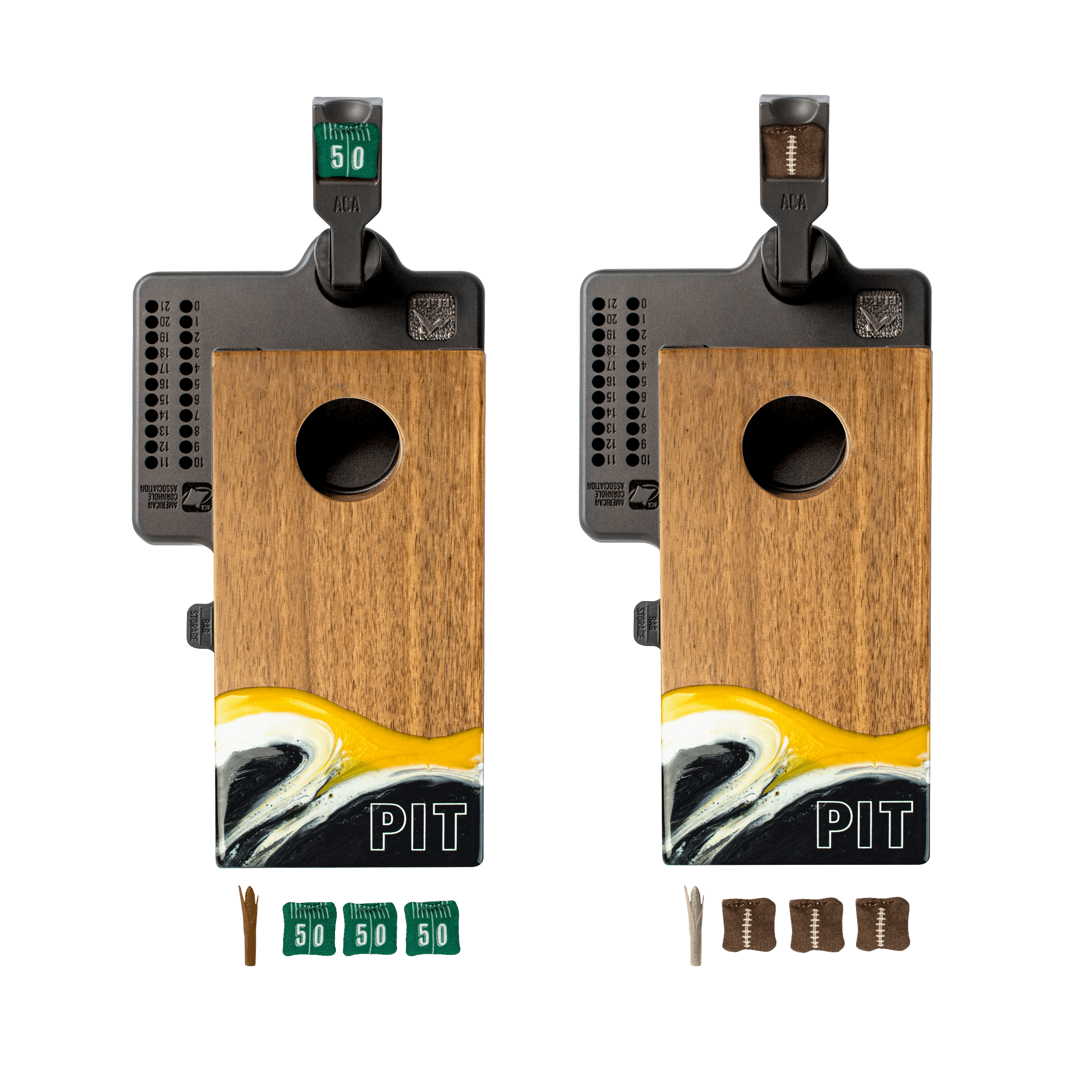 Mini Tabletop Resin &amp; Wood Cornhole Set | Gameday Collection