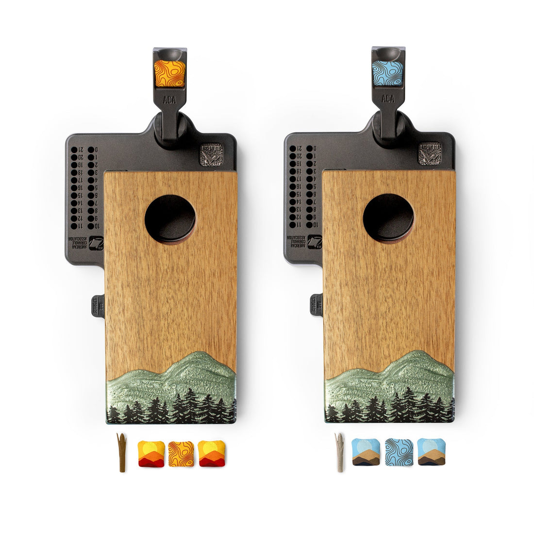 Mini Tabletop Resin &amp; Wood Cornhole Set | Mountain Collection