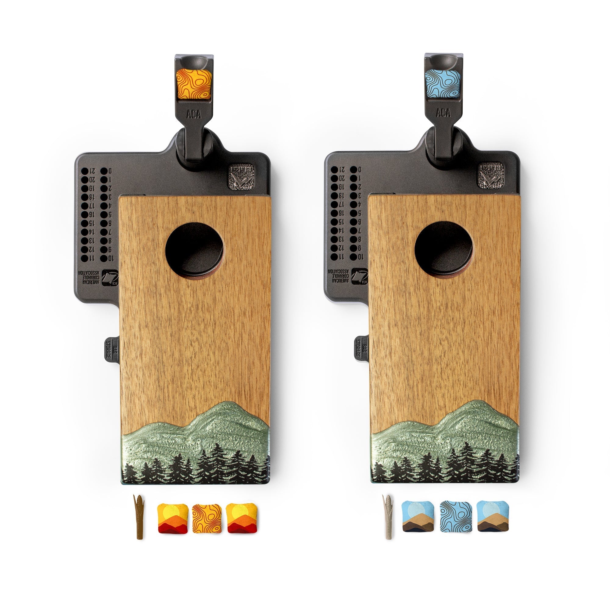 Mini Tabletop Resin &amp; Wood Cornhole Set | Mountain Collection