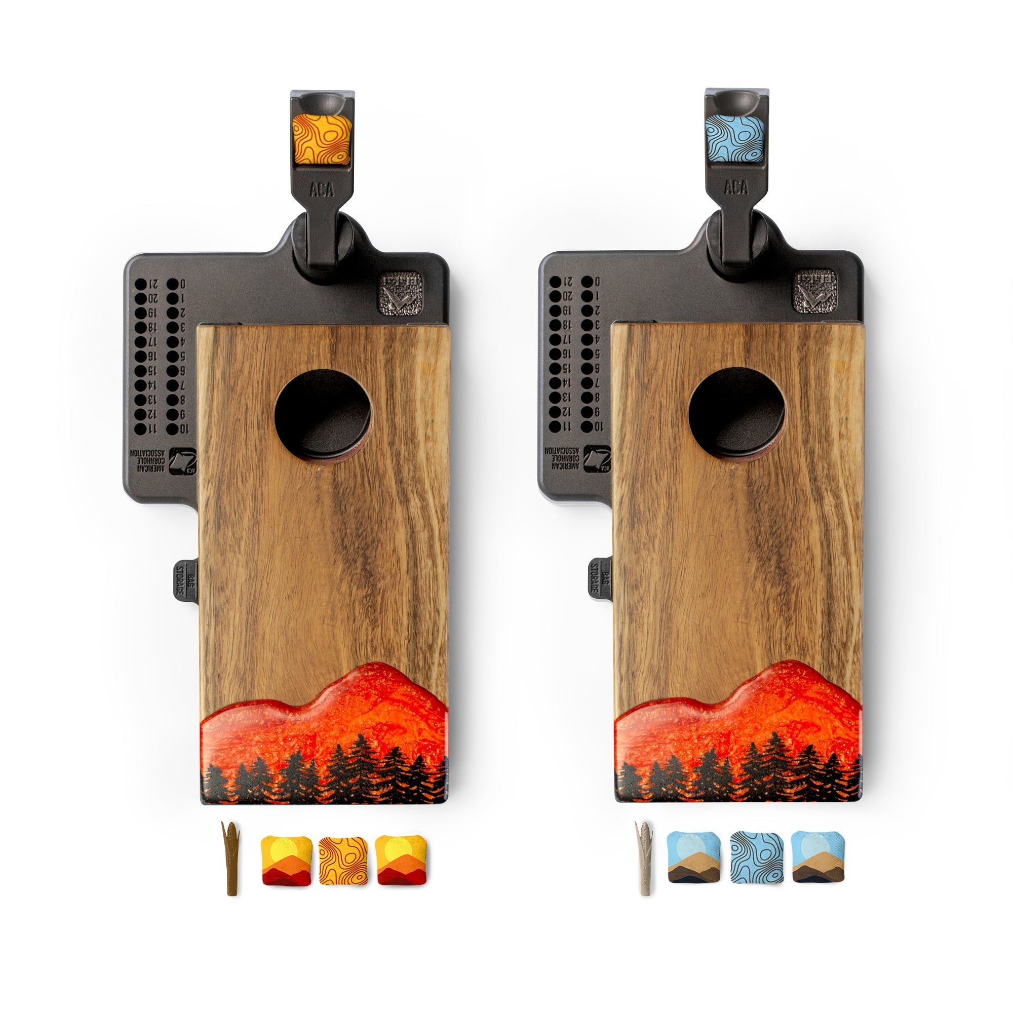 Mini Tabletop Resin &amp; Wood Cornhole Set | Mountain Collection