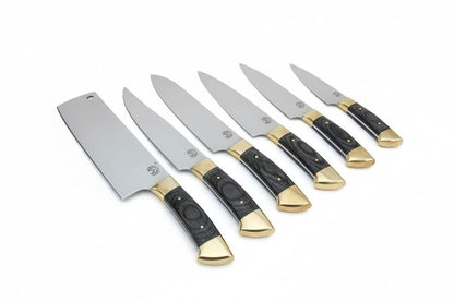 440c stainless steel Kitchen Knives Set With Beautiful Leather Roll Kit DK-0091