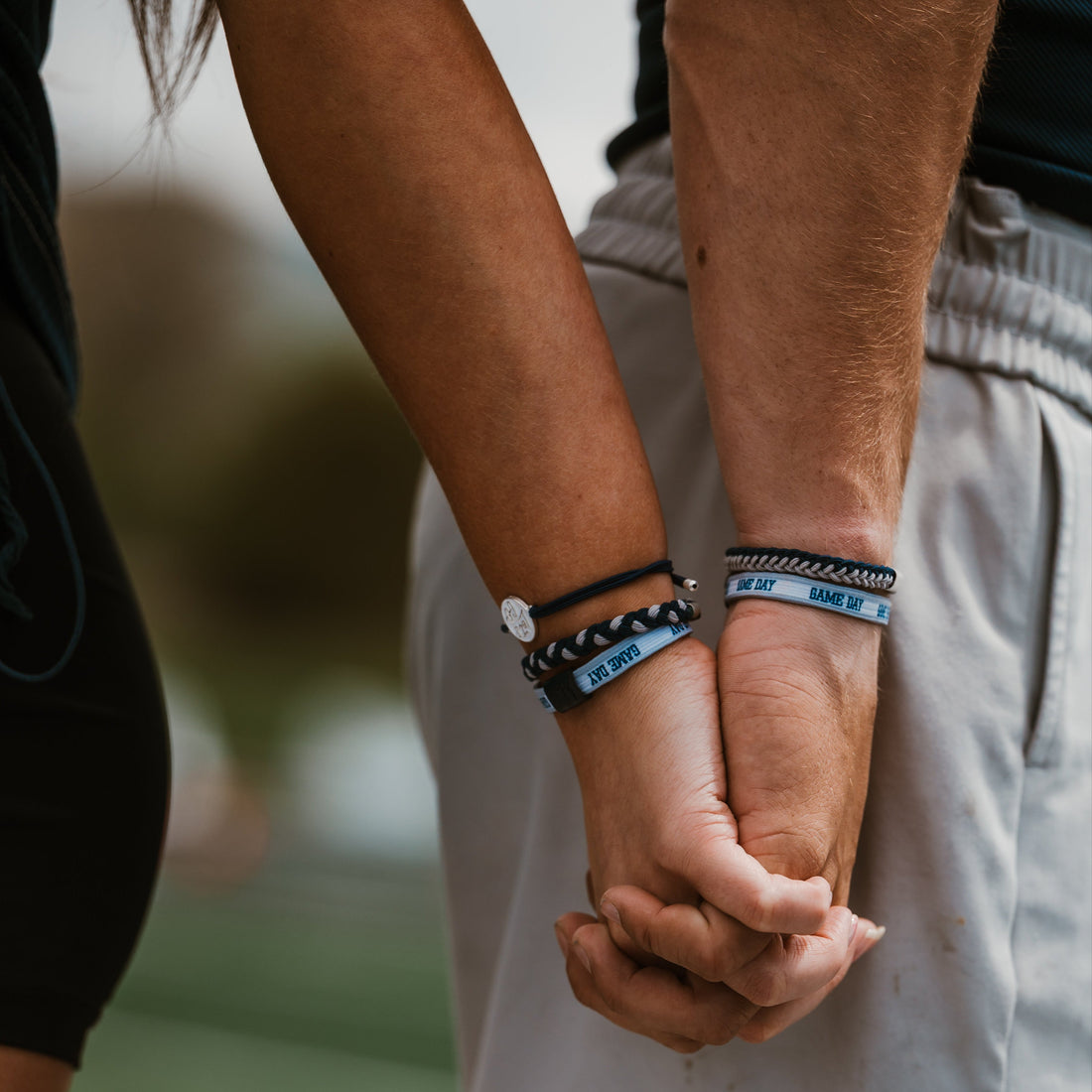 "Game Day" Navy &amp; Gray Hair Tie Bracelets