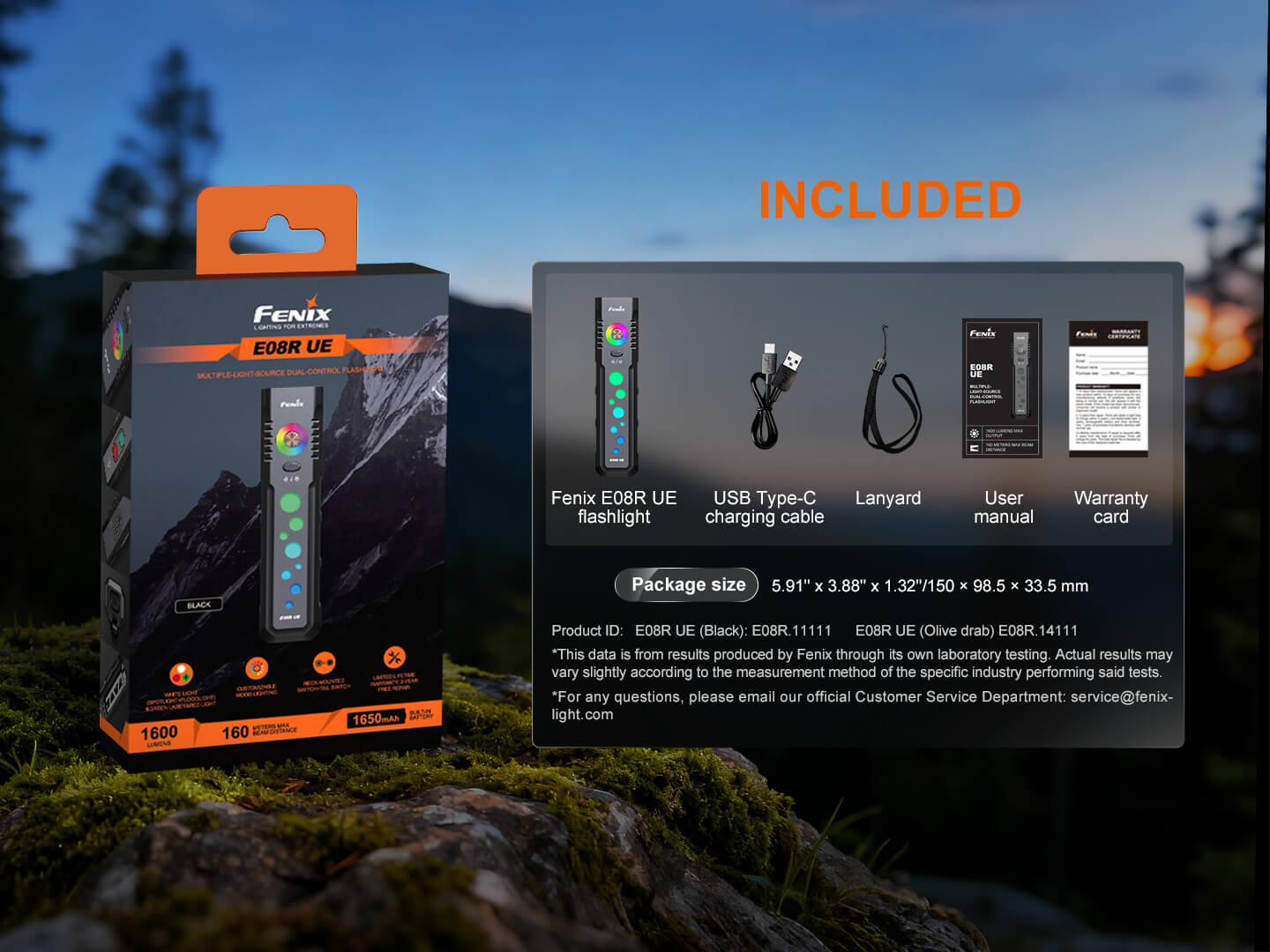 Fenix E08R UE Multi-Light EDC Flashlight With Red Light &amp; Green Laser