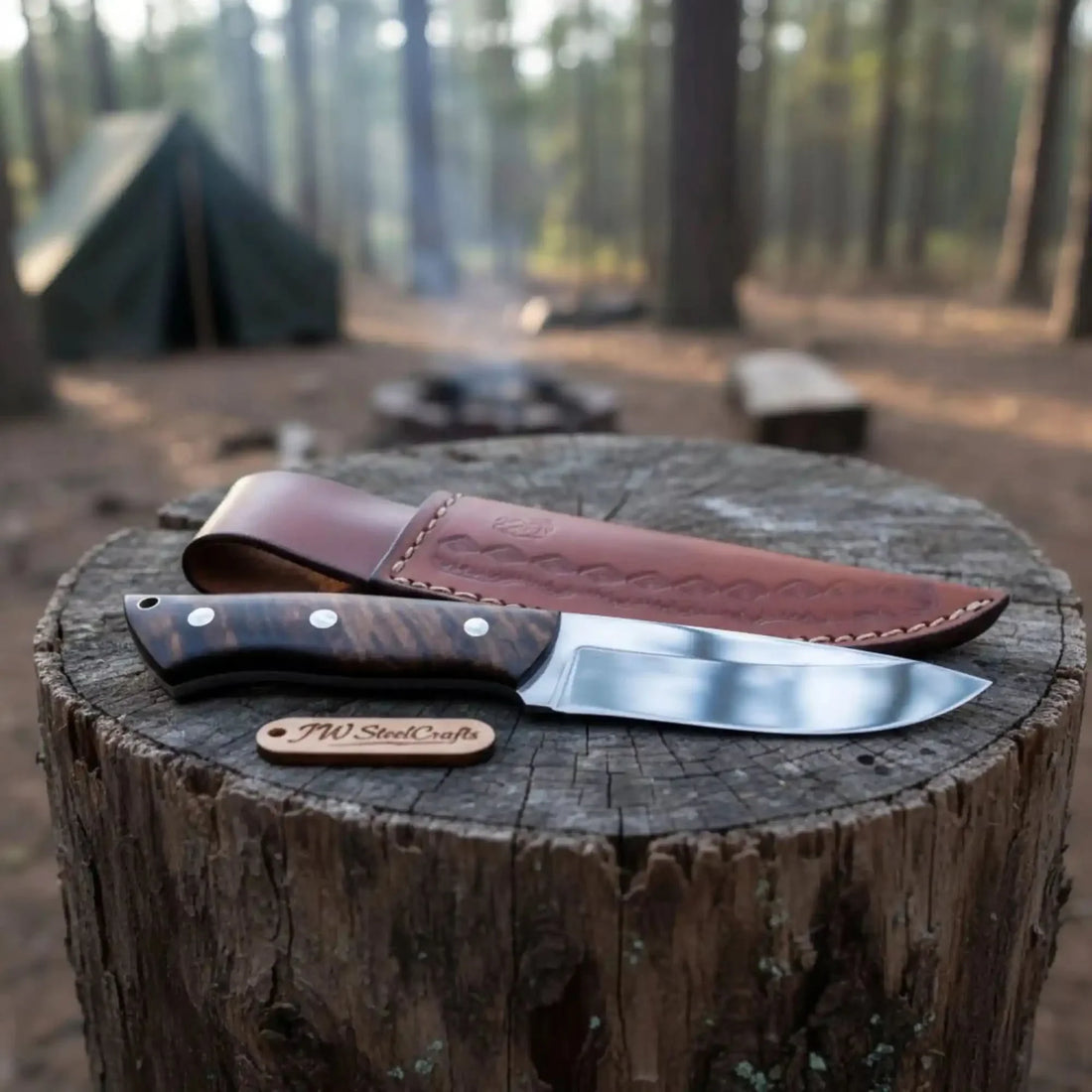 Drop Point Hunting Knife Stainless Steel Blade Rosewood Handle Fixed Blade Field Knife with Leather Sheath