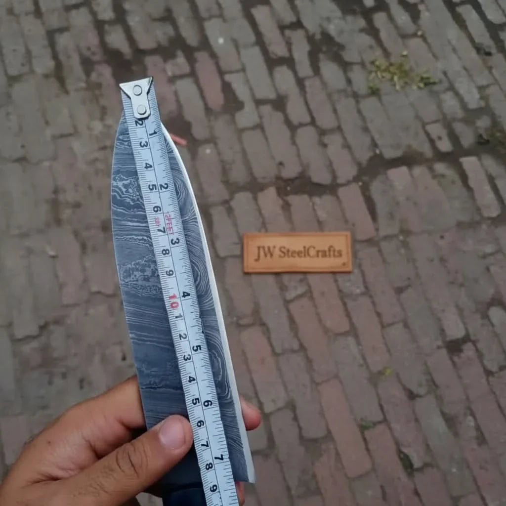 8-Inch Gyuto Chef Knife Twisted Damascus Blade with Blue &amp; Red Pakka Wood Handle (Full Tang, Hand-Forged)