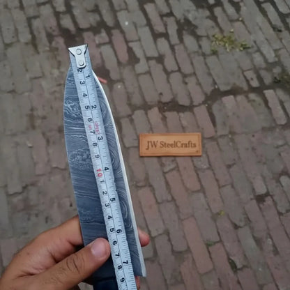 8-Inch Gyuto Chef Knife Twisted Damascus Blade with Blue &amp; Red Pakka Wood Handle (Full Tang, Hand-Forged)