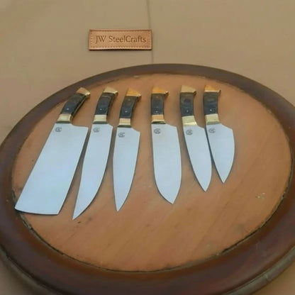 440c stainless steel Kitchen Knives Set With Beautiful Leather Roll Kit DK-0091
