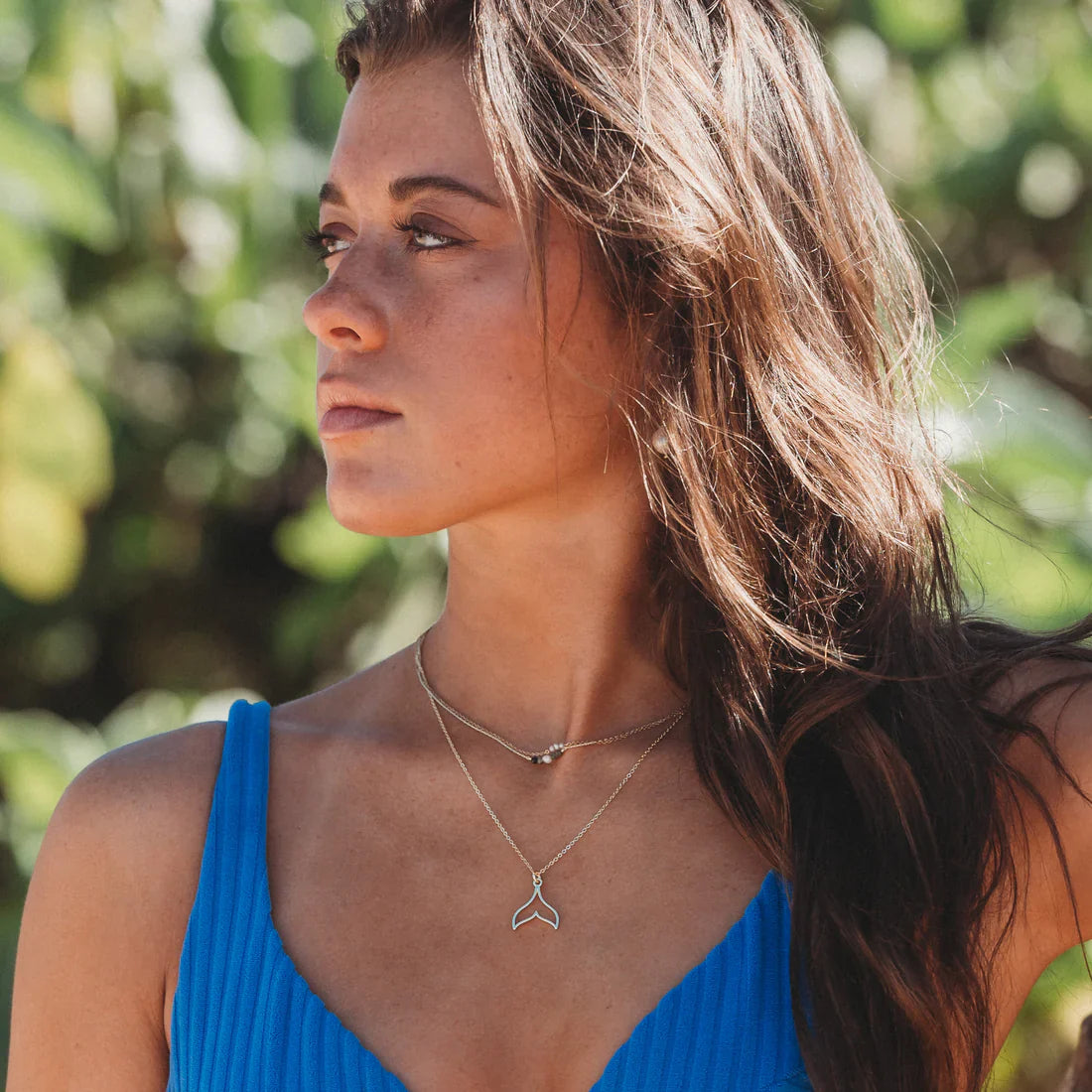 "Protect" Gold Whale Tail Necklace Set