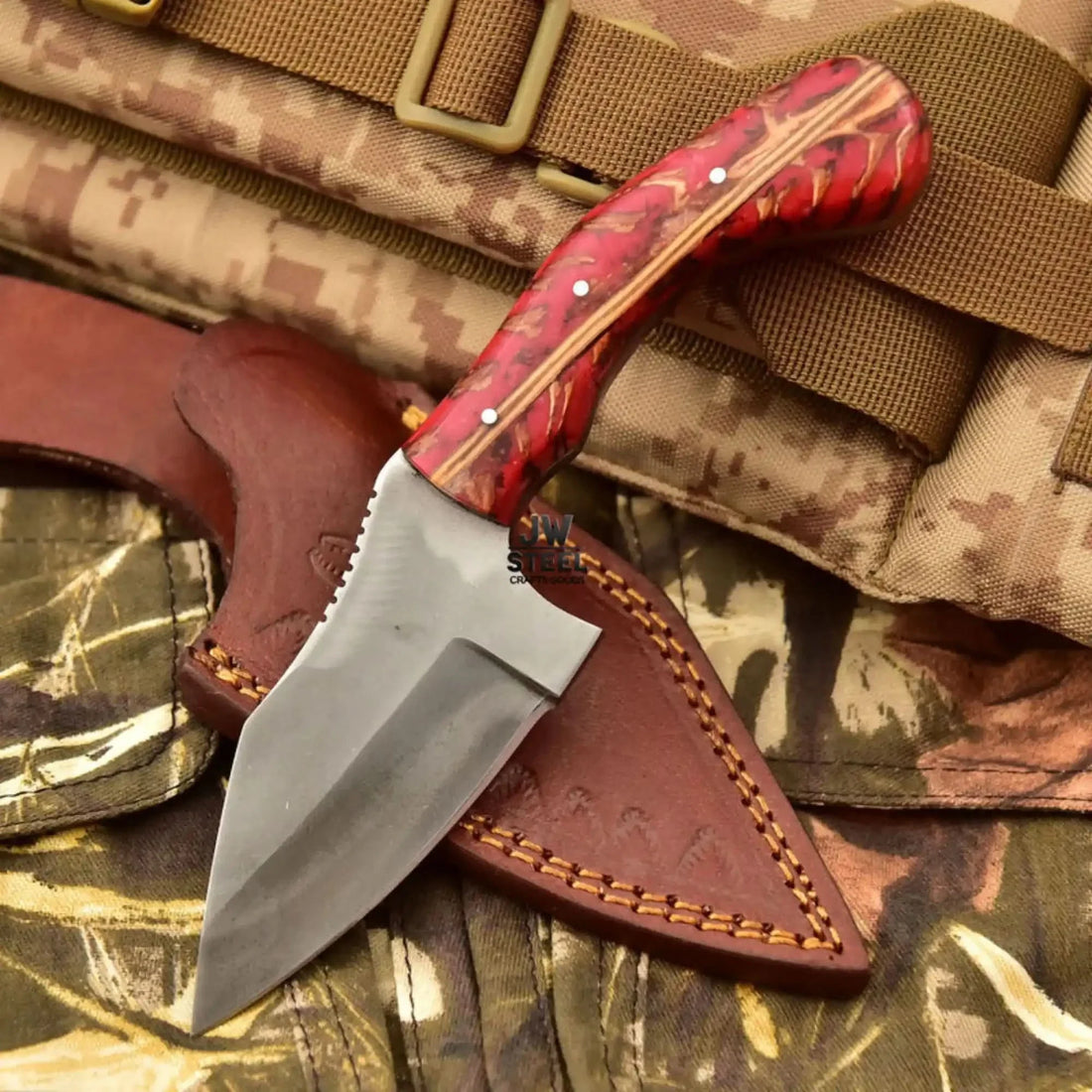 Acid Washed Stainless Steel Hunting Knife – Pinecone Handle | Outdoor &amp; Camping Knife