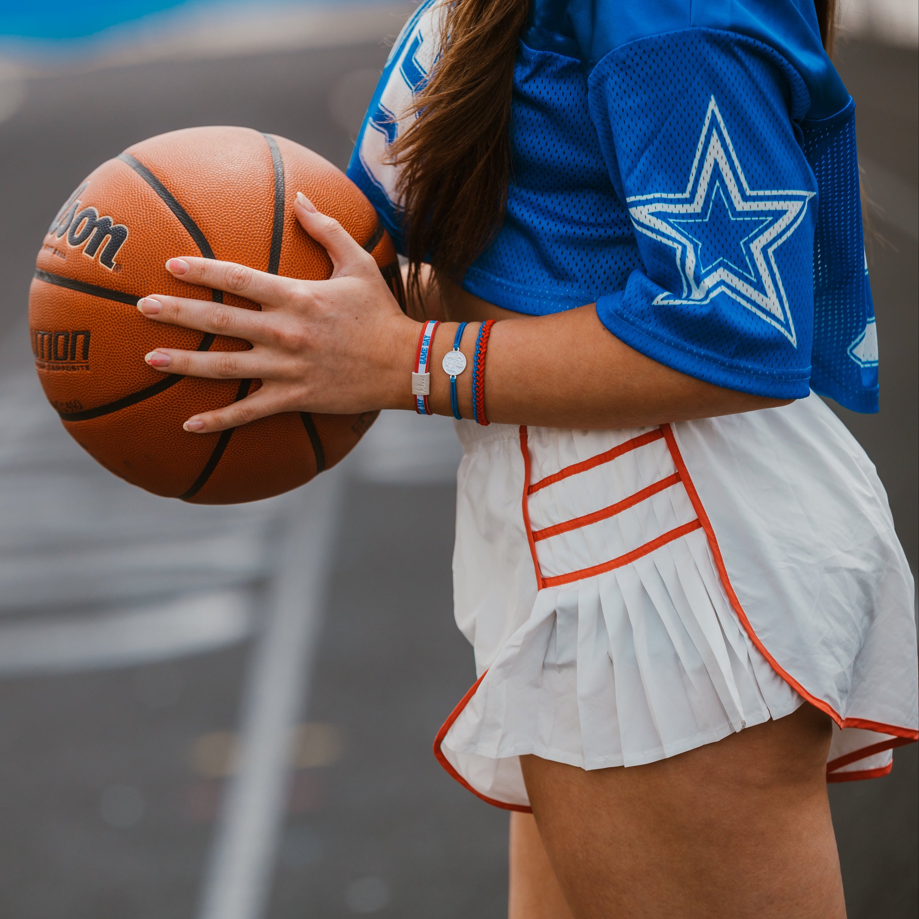 "Game Day" Red, Blue &amp; White Hair Tie Bracelets