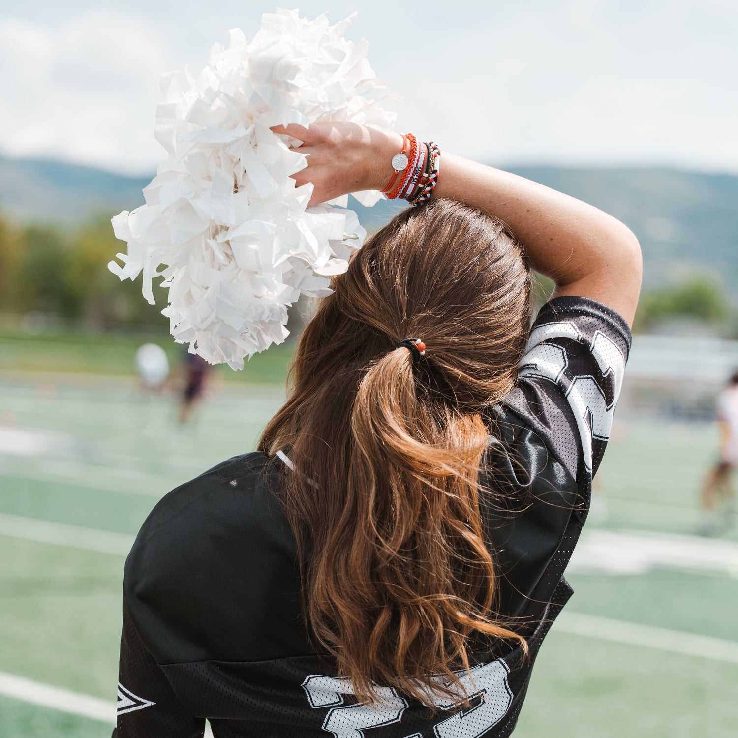 Game Day Red White Black- Hair Tie Bracelet