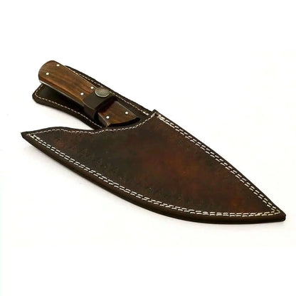 French-Style Damascus Chef Carving Knife – Fire Pattern Blade, 10" Overall, Rosewood Handle with Mosaic &amp; Brass Pins