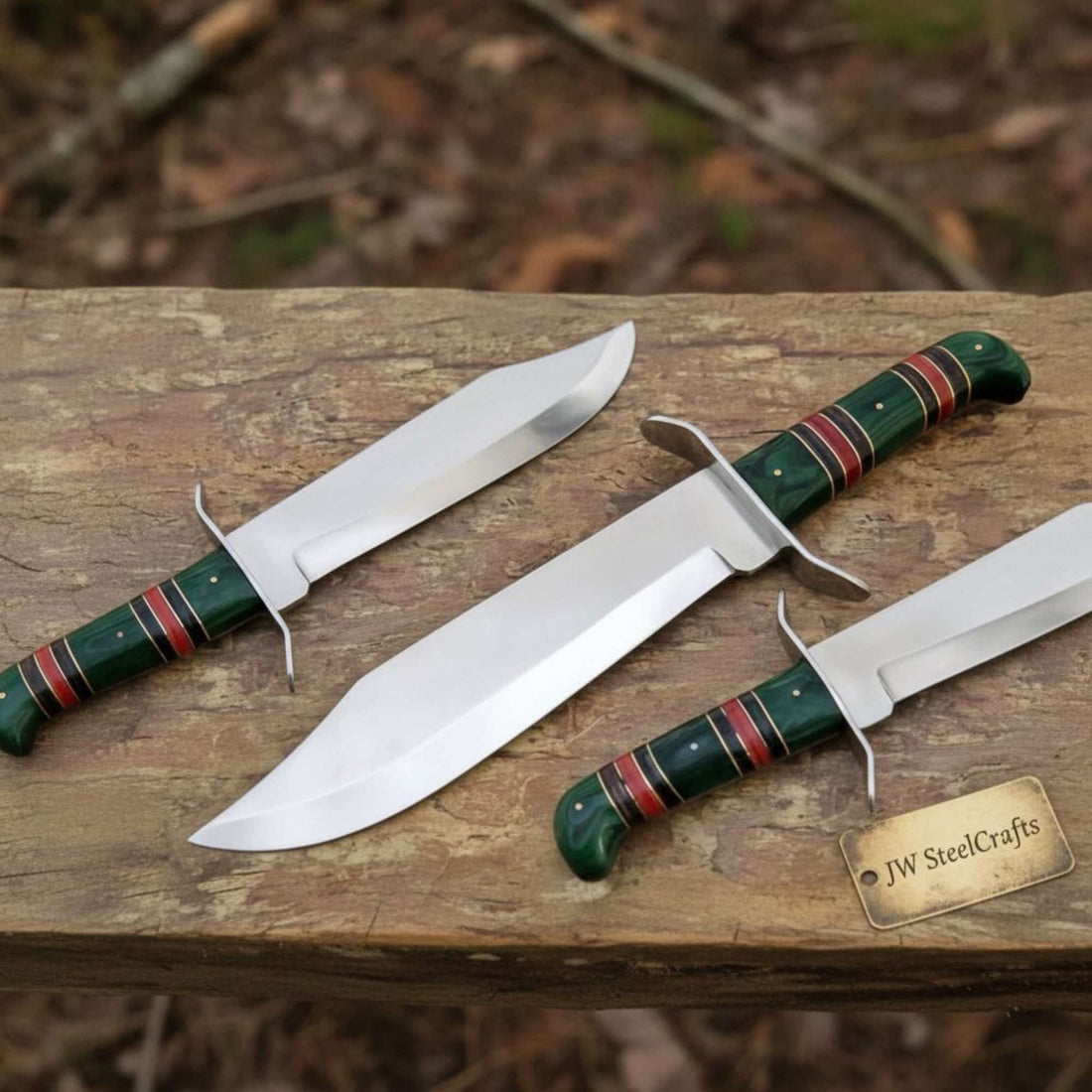 Sheffield Clip Point Bowie Knife Mirror Polish Steel with S Guard and Stacked Handle