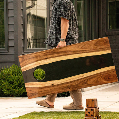 Studio Series Live Edge Resin 2x4 Cornhole Boards | River Collection
