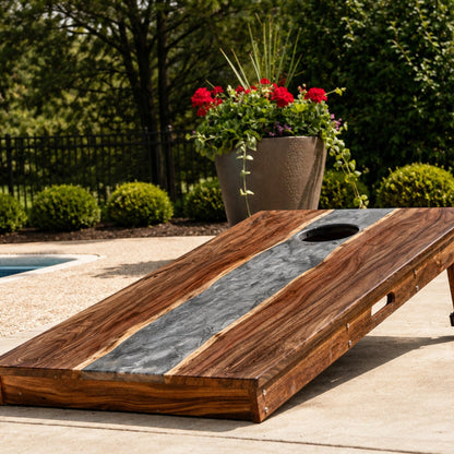 Studio Series Live Edge Resin 2x4 Cornhole Boards | River Collection