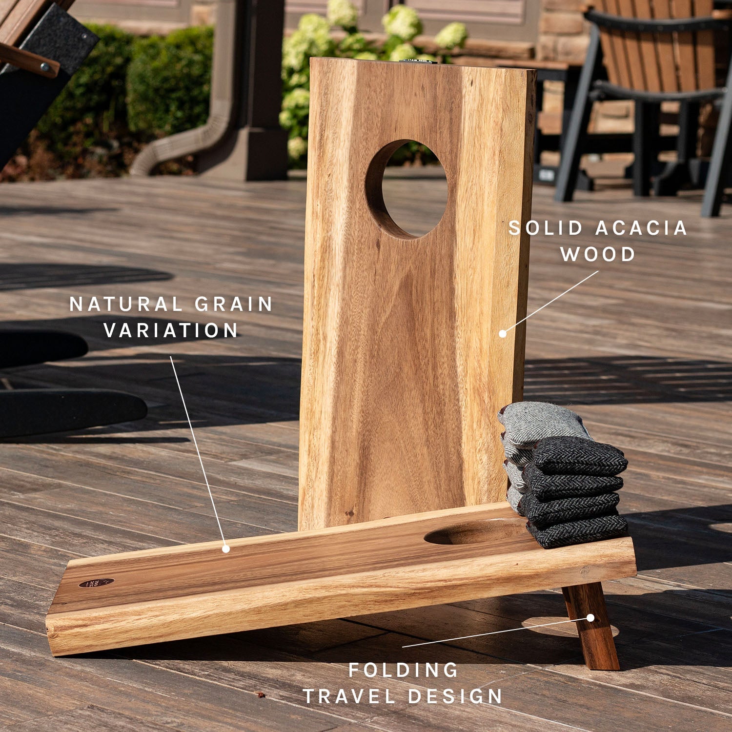 Studio Series Live Edge Acacia 1x2 Travel Cornhole Set