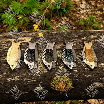 Hand Forged Damascus Steel Folding Knife – Honeycomb, Pinecone &amp; Brass Handle Variations