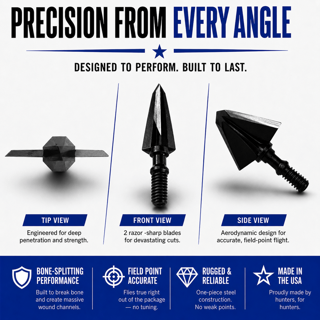 TOTA | 100 grain broadhead | 1-inch single bevel | fixed blade