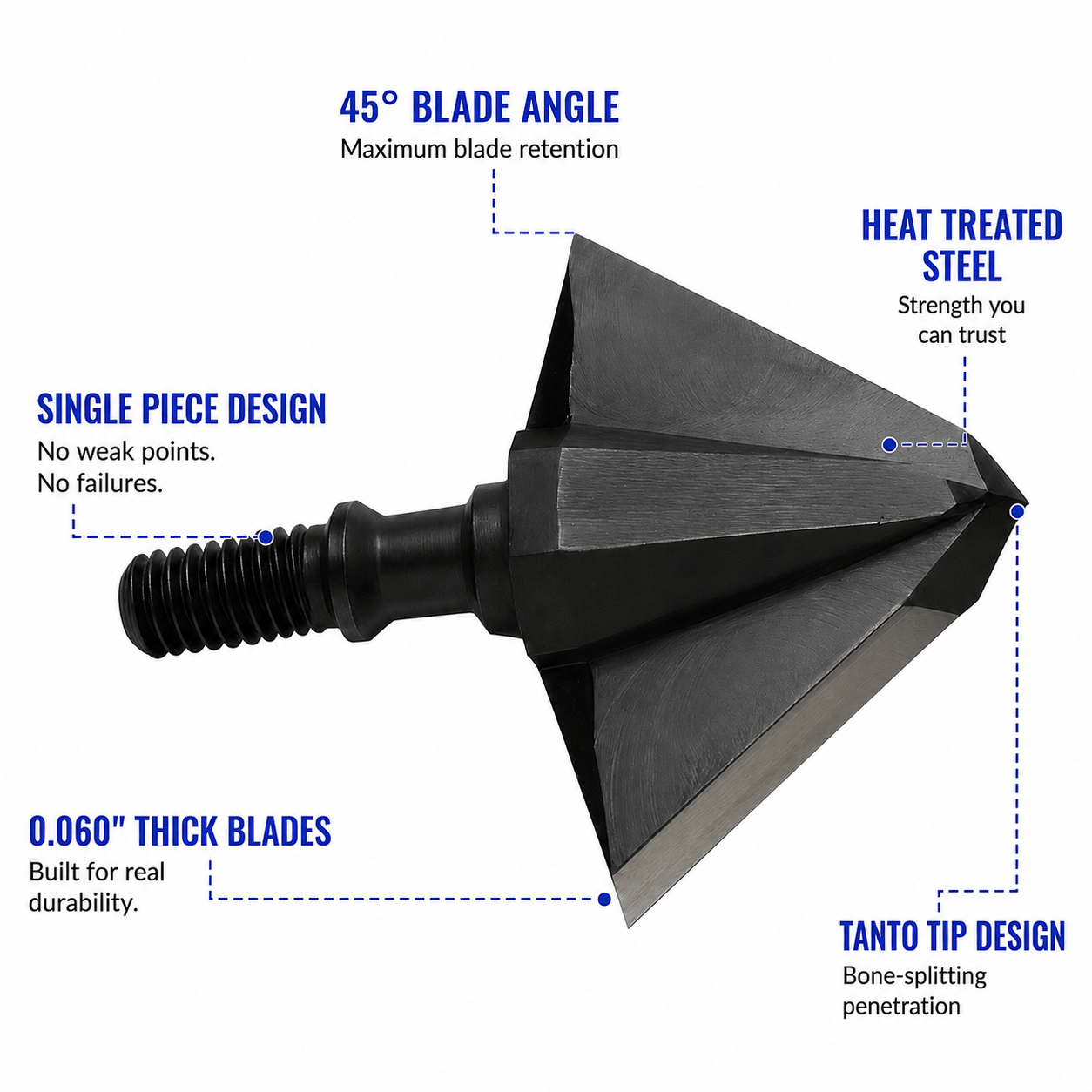 TOTA | 100 grain broadhead | 1-inch single bevel | fixed blade