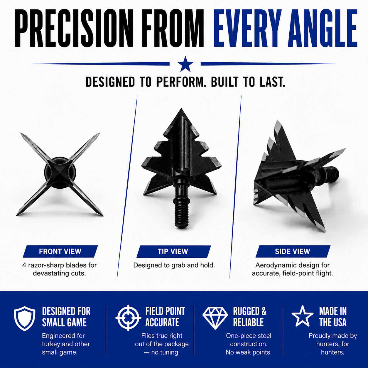 TOTA | 125 Grain Broadhead | Small Game and Turkey | Fixed Blade