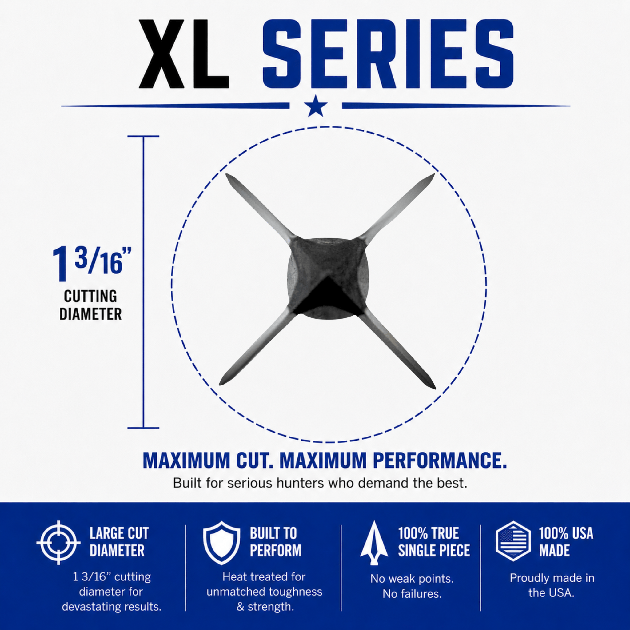 TOTA | 125 grain XL broadhead | 1-3/16-inch vented | fixed blade