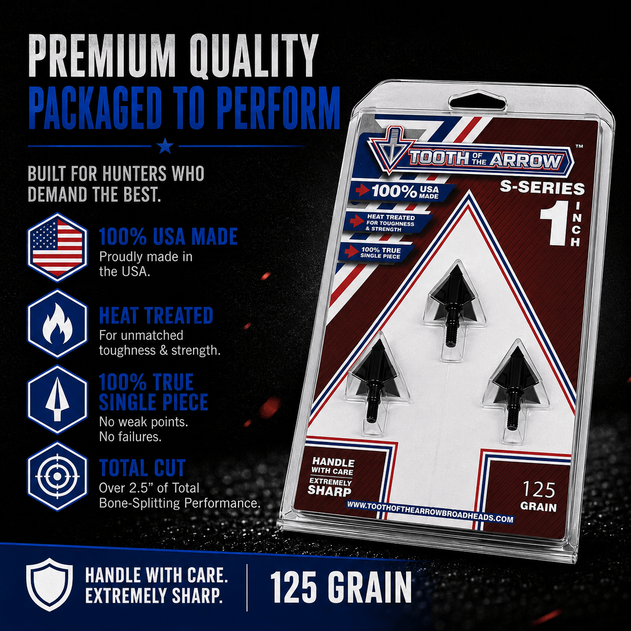 TOTA | 125 grain broadhead | 1-inch solid | fixed blade