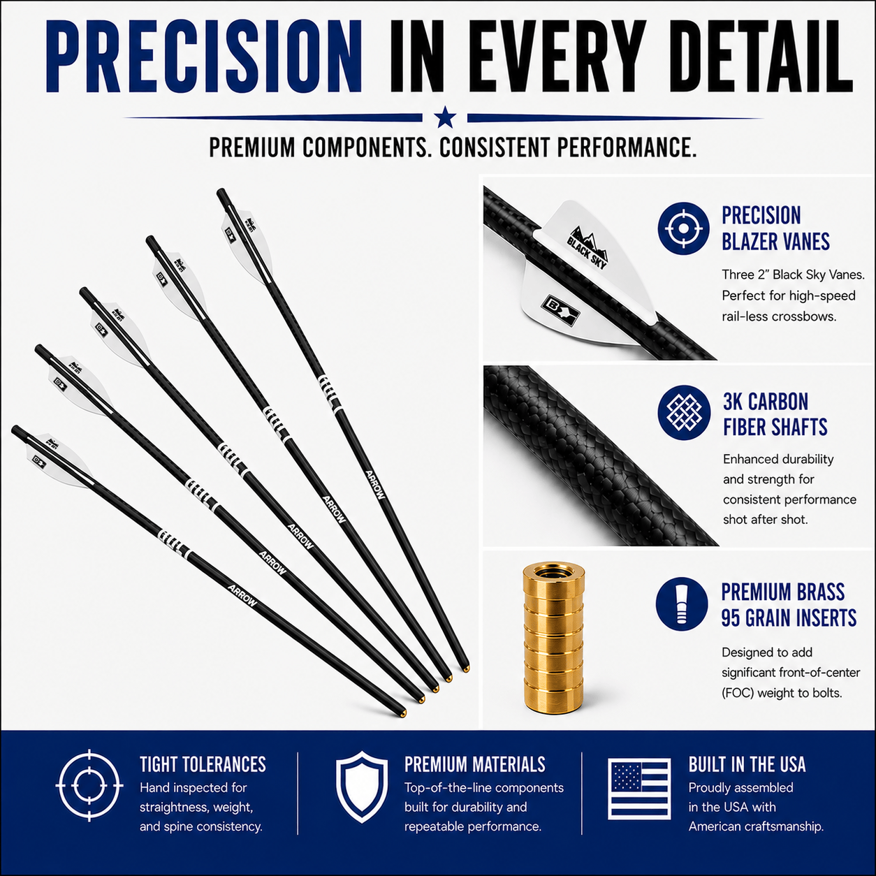 TOTA | Fletched Crossbow Bolts | The Bolt | Fletched 2" Vanes
