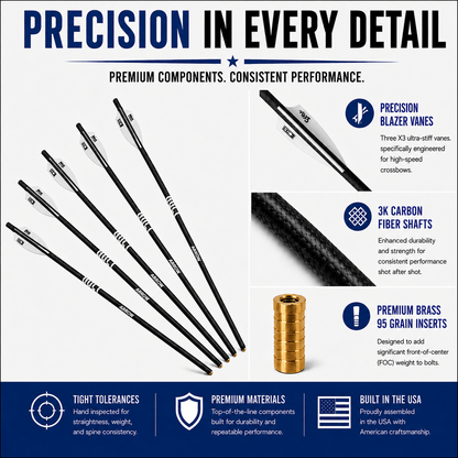 TOTA | Fletched Crossbow Bolts | The Bolt | Fletched 3" Vanes