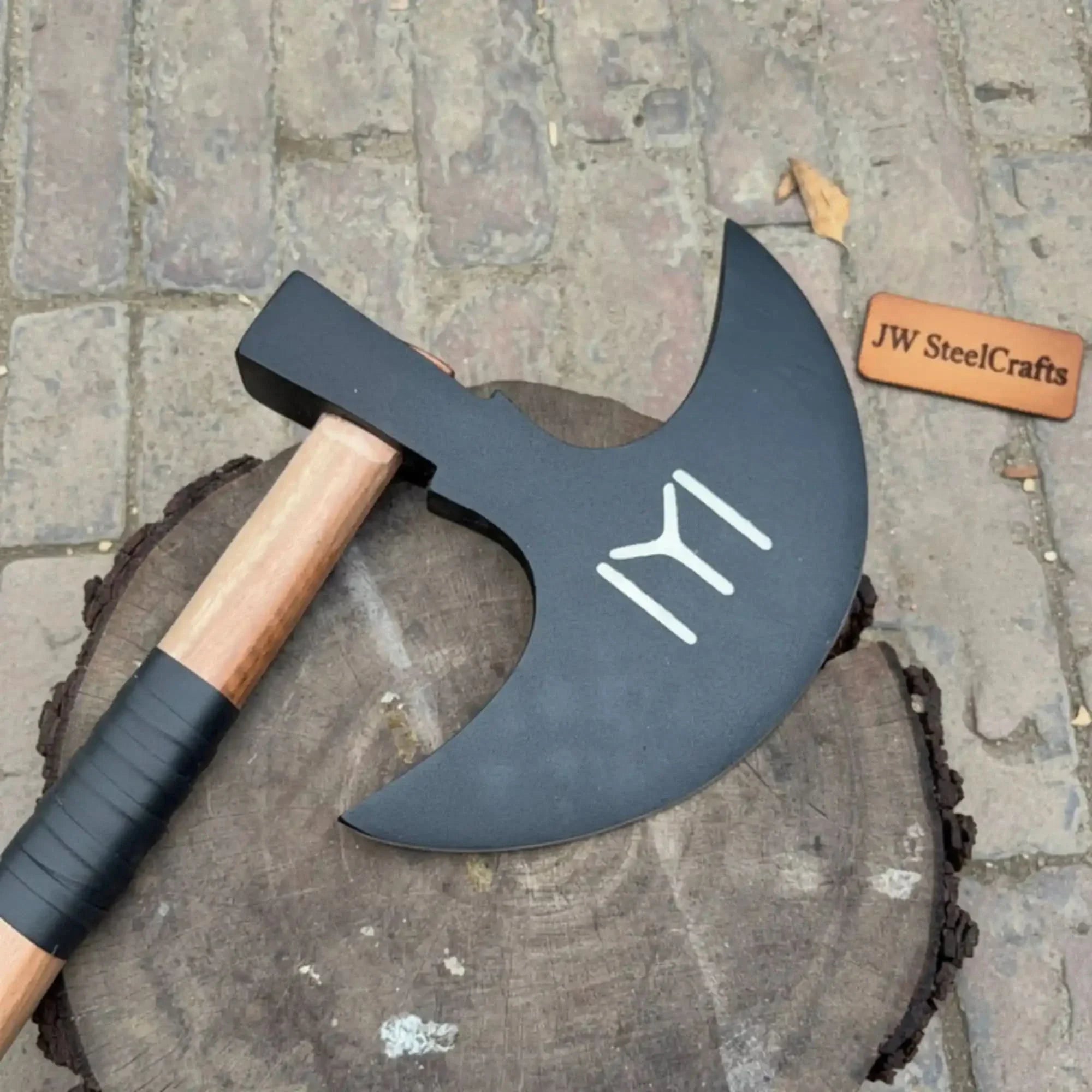 Handmade Viking Axe Carbon Steel Bearded Axe for Collectors &amp; Display