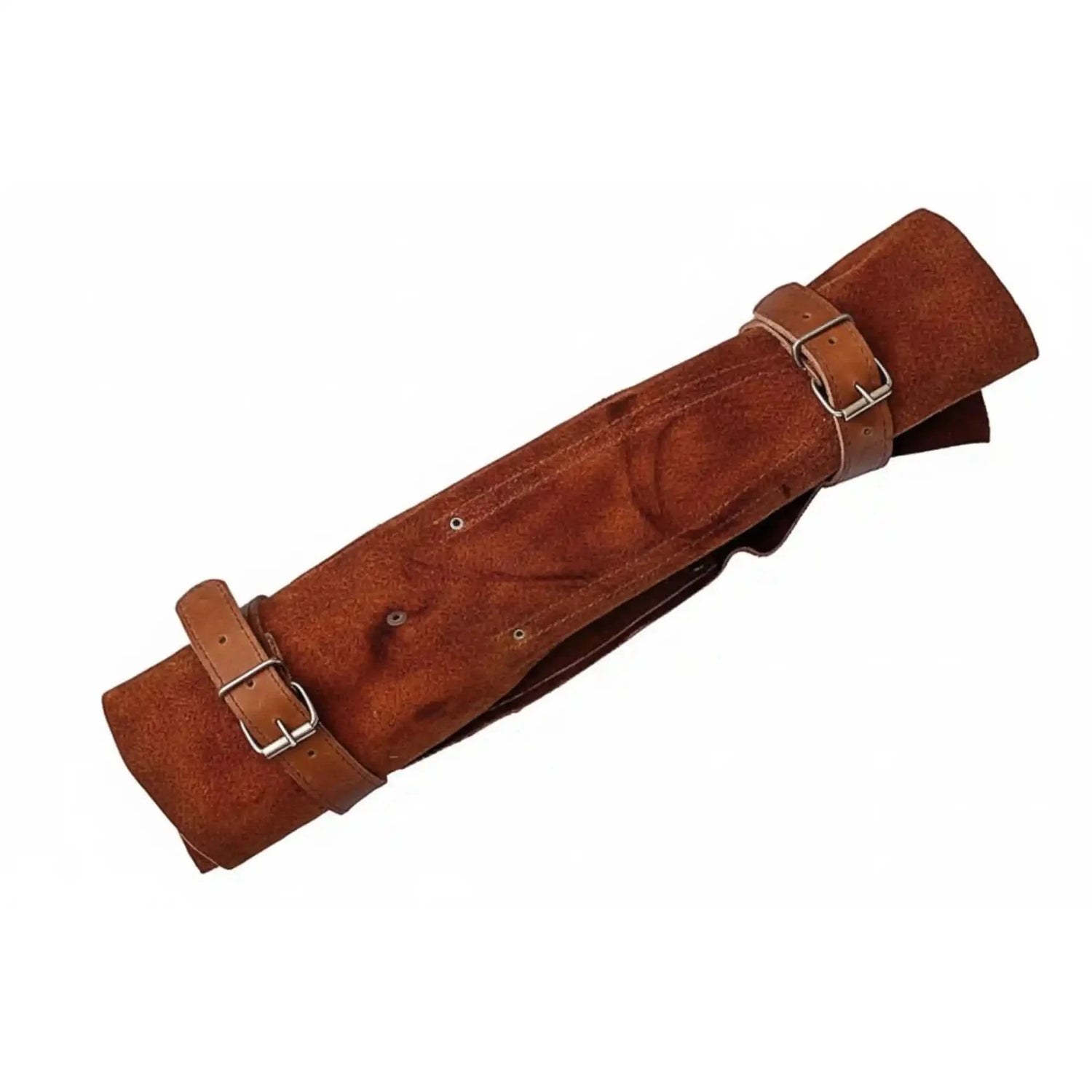 4-Piece Handmade Damascus Kitchen Knife Set – Rosewood Handles, Steel Bolsters &amp; Brass Pins | Chef, Santoku, Cleaver &amp; Utility | Leather Roll &amp; Honing Rod Included