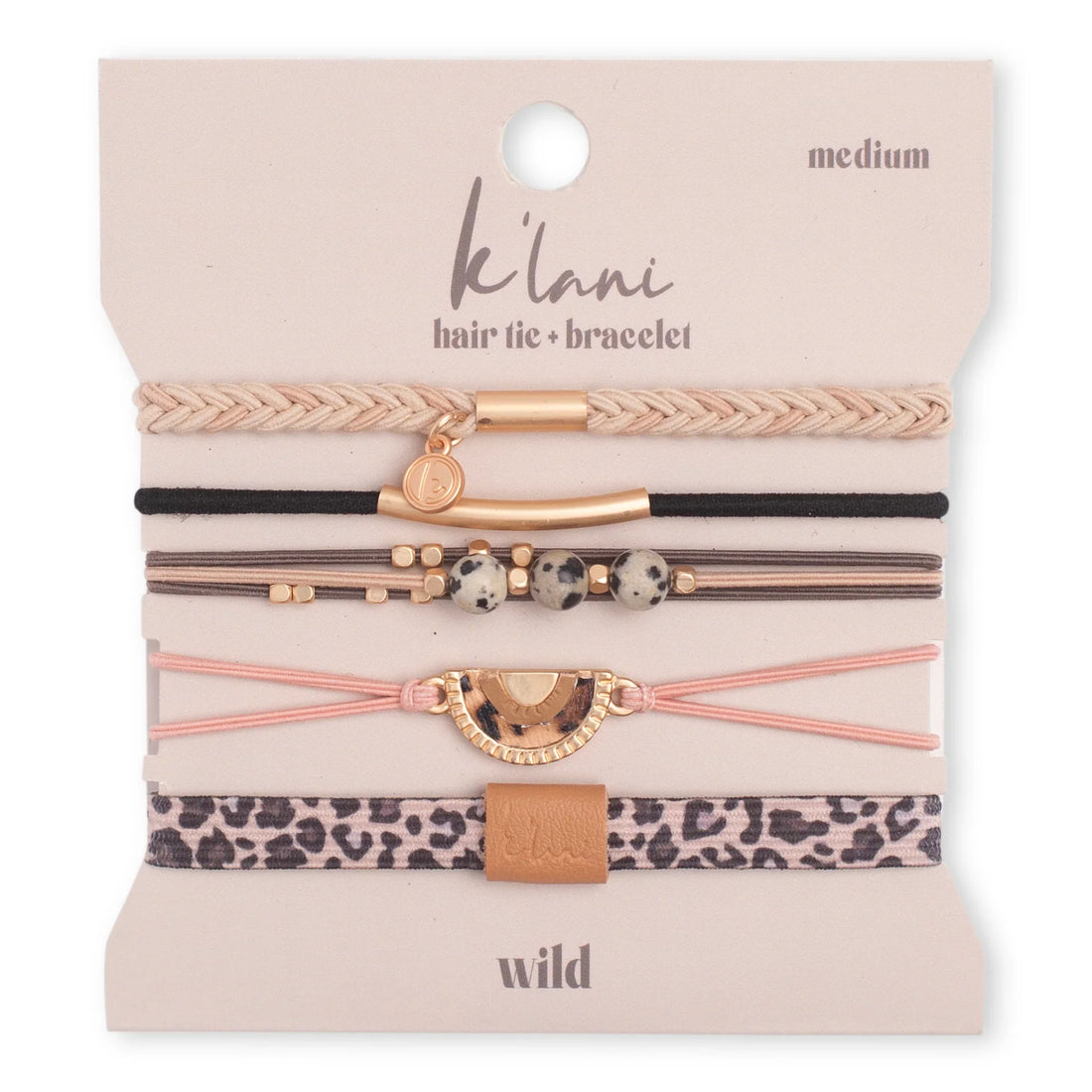 "Wild" Animal Print with Pink Accent Hair Tie Bracelets