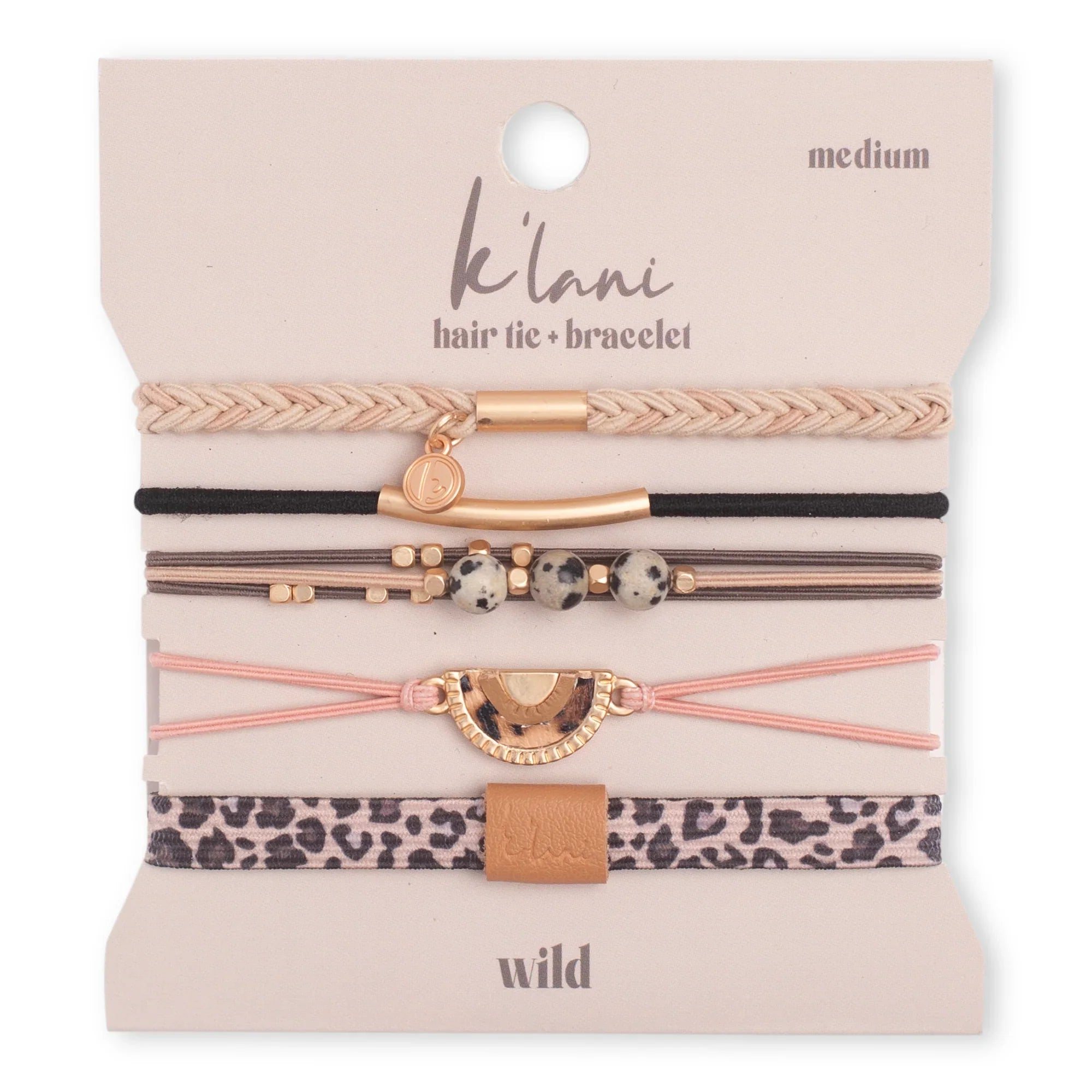 "Wild" Animal Print with Pink Accent Hair Tie Bracelets