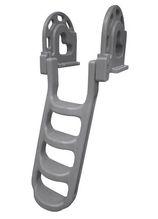 Dock Edge Stand-Off Flip-Up Polyethylene Roto Molded 4-Step Dock Ladder - Grey [2084-F]