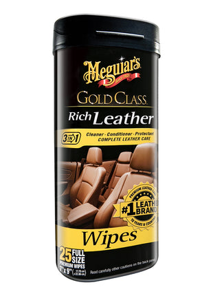 Meguiars Gold Class Rich Leather Cleaner  Conditioner Wipes [G10900]