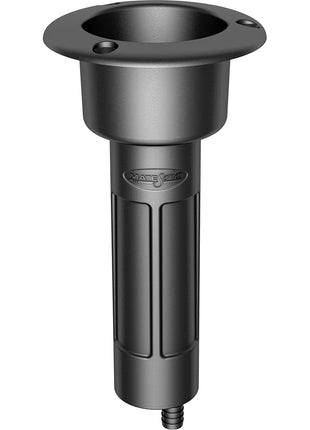 Mate Series Plastic 0 Rod  Cup Holder - Drain - Round Top - Black [P1000DB]