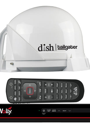 KING DISH Tailgater Satellite TV Antenna Bundle w/DISH Wally HD Receiver  Cables [DT4450]