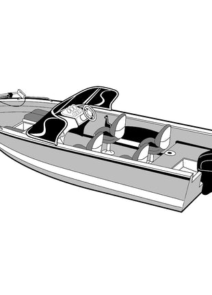 Carver Performance Poly-Guard Wide Series Styled-to-Fit Boat Cover f/17.5 Aluminum V-Hull Boats w/Walk-Thru Windshield - Grey [72317P-10]