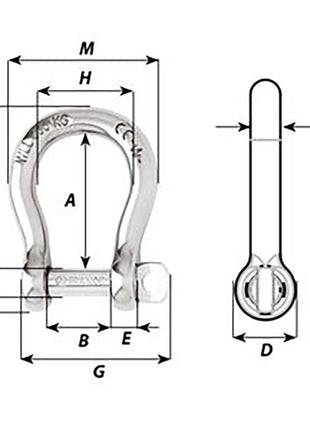 Wichard Self-Locking Bow Shackle - Diameter 12mm - 15/32" [01246]